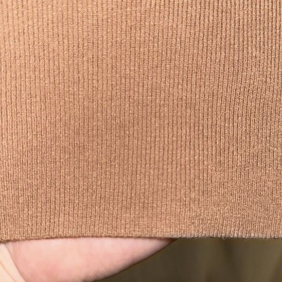 Michelle Nicole XL Tan Knit Button Front V-Neck Fox Fur Collar Elegant Cardigan - Picture 9 of 14